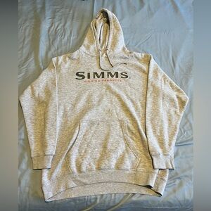 Simms Camo Light Gray Fishing Hoodie with Logo